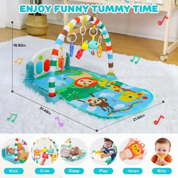 Adorable Baby Play Mat for Babies 0-6 Months - Tummy Time Mat Activity Center - Picture 2 of 9